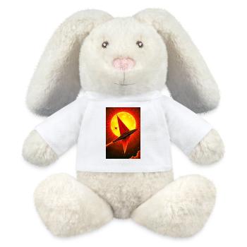 retro futuristic space landscapes, 1960s aesthetic - MiniFeet® RecycelHase® Bunny Cream - white - Front