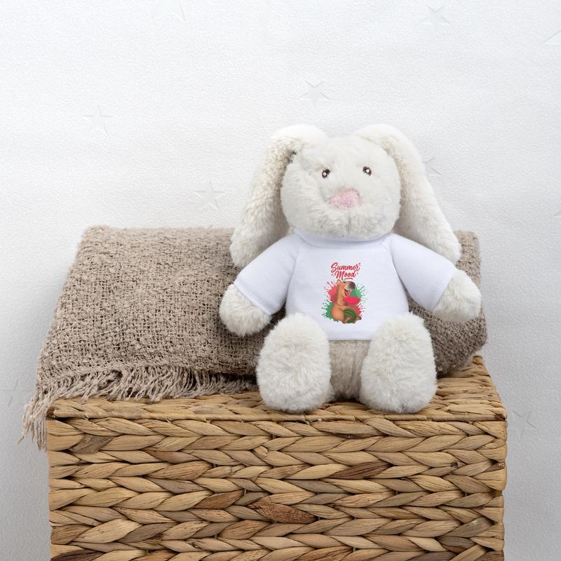 Capybara souriant avec pastèque Lapin en peluche recyclé MiniFeet® Crème