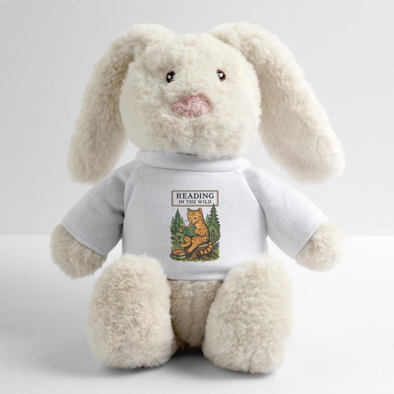 Lire dans le chat de la forêt sauvage Lapin en peluche recyclé MiniFeet® Crème
