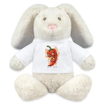 Flammender Chili-Gesicht - MiniFeet® RecycelHase® Creme - Weiß - Vorne