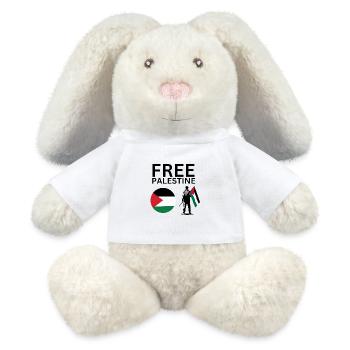 Free Palestine | Guy with palestine flag - MiniFeet® RecycelHase® Bunny Cream - white - Front