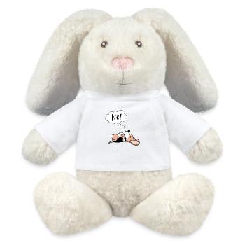 Lustiger Spruch Nö mit Comic Hund und Denkblase - MiniFeet® RecycelHase® Creme - Weiß - Vorne