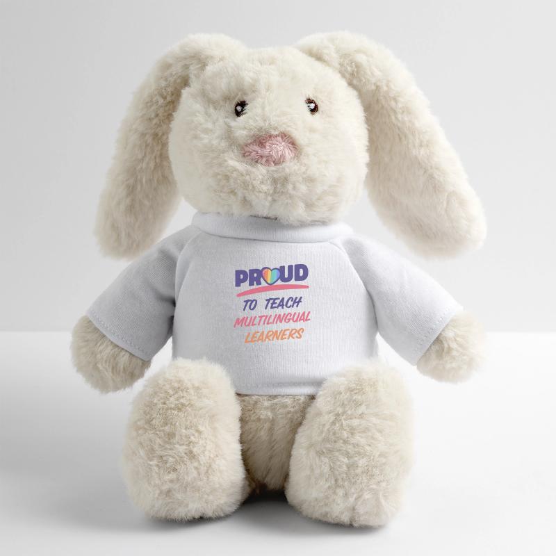 Fier d’enseigner aux apprenants multilingues Mehrsprachig Lapin en peluche recyclé MiniFeet® Crème