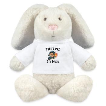 J'peux pas j ai moto - Lapin en peluche recyclé MiniFeet® Crème - blanc - Devant