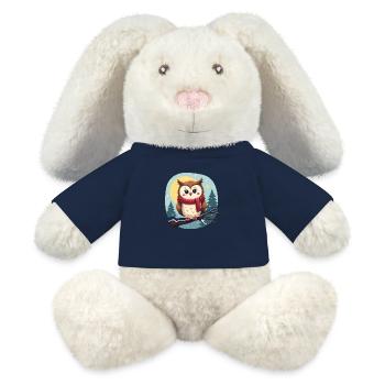 Hibou en hiver – mystique et charmant - Lapin en peluche recyclé MiniFeet® Crème - bleu marine - Devant