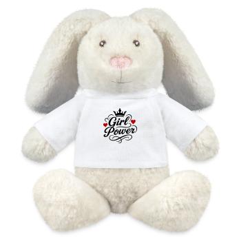 Le dicton du pouvoir des filles - Lapin en peluche recyclé MiniFeet® Crème - blanc - Devant