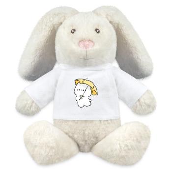 Katze und Regenschirm - MiniFeet® RecycelHase® Creme - Weiß - Vorne