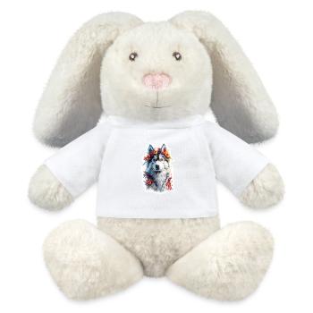 Ami husky - Lapin en peluche recyclé MiniFeet® Crème - blanc - Devant