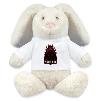 Devil Your Sin, Evil Demon, Hellflames - MiniFeet® RecycelHase® Bunny Cream - white - Front
