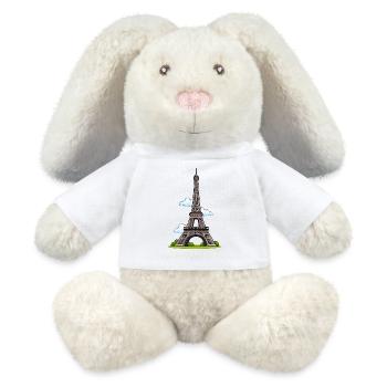 Eiffelturm Cartoon Stil - MiniFeet® RecycelHase® Creme - Weiß - Vorne