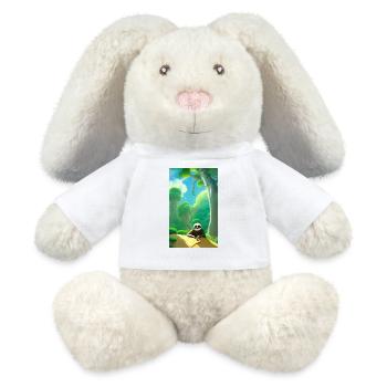 Dessin comique cool d’un paresseux dans la jungle - Lapin en peluche recyclé MiniFeet® Crème - blanc - Devant