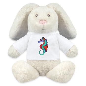 Hippocampe ardent aux couleurs fraîches - Lapin en peluche recyclé MiniFeet® Crème - blanc - Devant