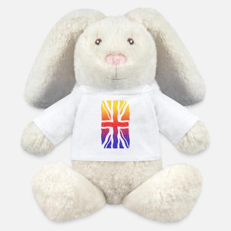 Union Jack Rainbow Distressed wave - MiniFeet® RecycelHase® Bunny Cream - white
