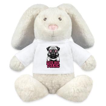 Cute But Toxic Pug Gas Mask - MiniFeet® RecycelHase® Bunny Cream - white - Front