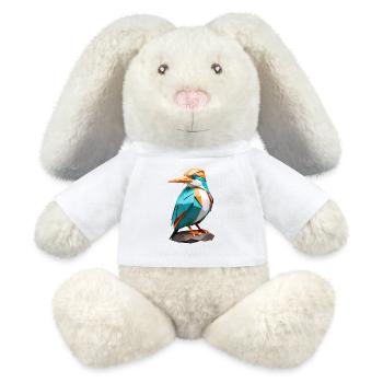 Perroquet géométrique oiseau en turquoise-orange - Lapin en peluche recyclé MiniFeet® Crème - blanc - Devant