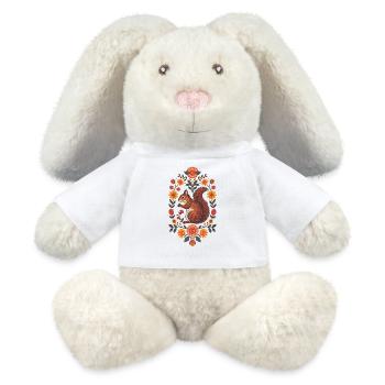 Squirrel in a wreath of flowers - MiniFeet® RecycelHase® Bunny Cream - white - Front