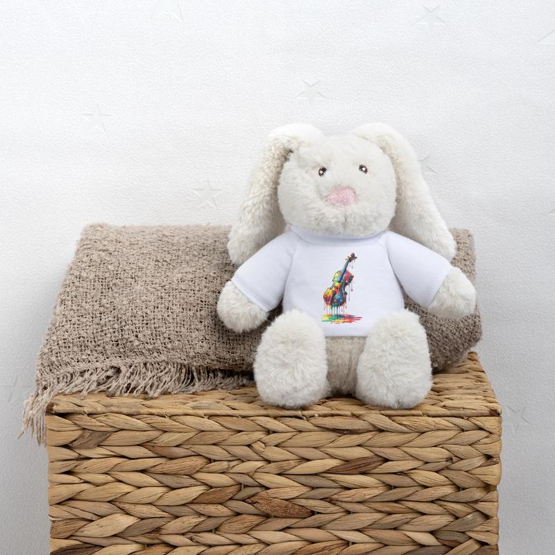 Violon avec de la peinture qui goutte Lapin en peluche recyclé MiniFeet® Crème