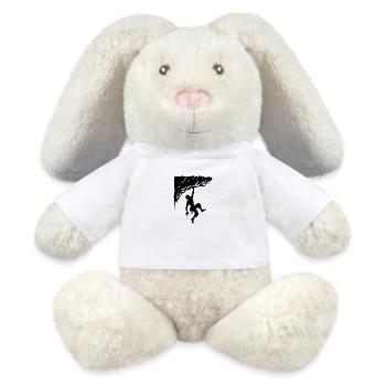 Man free climbing on overhang rocks - MiniFeet® RecycelHase® Bunny Cream - white - Front