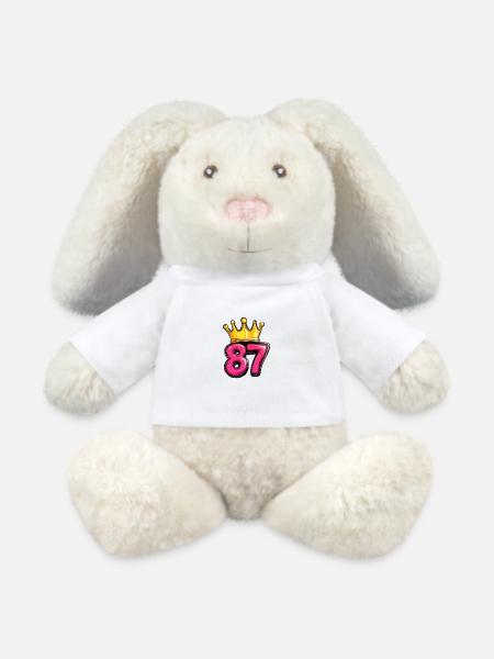 87 Nombre Couronne - Lapin en peluche recyclé MiniFeet® Crème - blanc