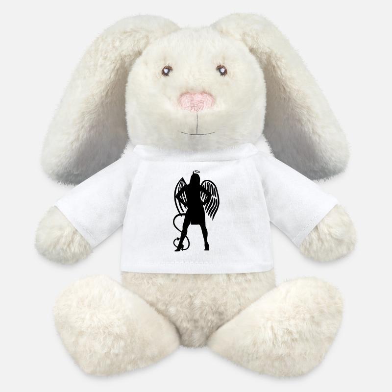 Ange Diable - Lapin en peluche recyclé MiniFeet® Crème - blanc