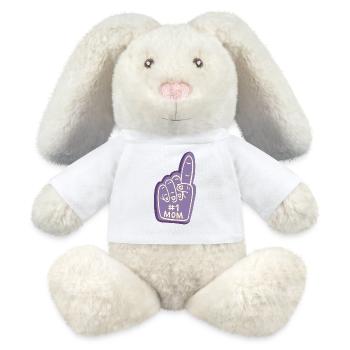 #1 Mom – Coole Fanhand Illustration - MiniFeet® RecycelHase® Creme - Weiß - Vorne
