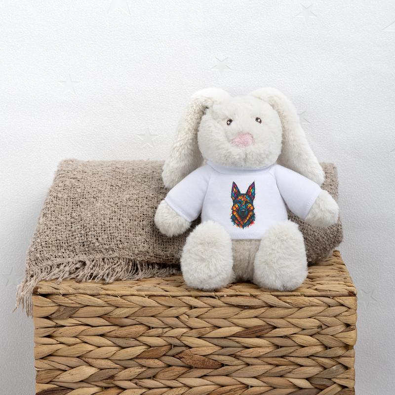 Deutscher Schäferhund Buntglaskunst MiniFeet® RecycelHase® Creme