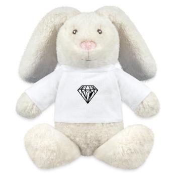 Bijou de pierre précieuse en diamant - Lapin en peluche recyclé MiniFeet® Crème - blanc - Devant
