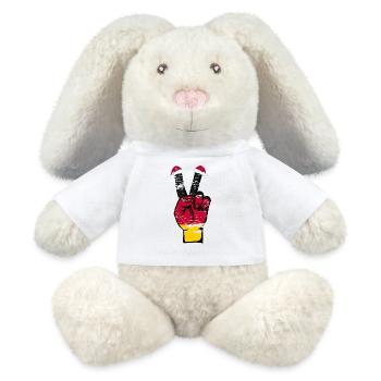 Germany Flag Christmas Peace Symbol used - MiniFeet® RecycelHase® Bunny Cream - white - Front