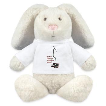 Télésiège double « Allez, on va se balancer ! » - Lapin en peluche recyclé MiniFeet® Crème - blanc - Devant