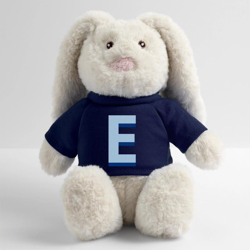 Pop und moderner blauer Buchstabe e MiniFeet® RecycelHase® Creme