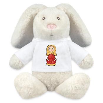 Matroschka mit Blumenmuster - MiniFeet® RecycelHase® Creme - Weiß - Vorne
