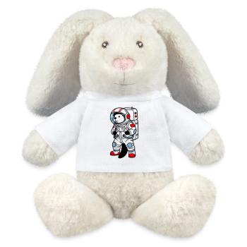 Beaver en combinaison spatiale - Lapin en peluche recyclé MiniFeet® Crème - blanc - Devant