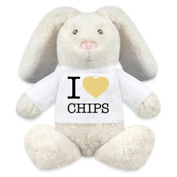 I LOVE CHIPS - Lapin en peluche recyclé MiniFeet® Crème - blanc - Devant