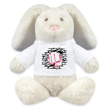 Poing, poing, poing - Lapin en peluche recyclé MiniFeet® Crème - blanc - Devant