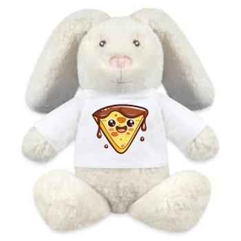 Drôle de tranche de pizza bande dessinée - Lapin en peluche recyclé MiniFeet® Crème - blanc - Devant