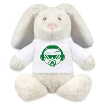 Cool DJ Bébé Mignon Enfant Visage Tête de Fête - Lapin en peluche recyclé MiniFeet® Crème - blanc - Devant