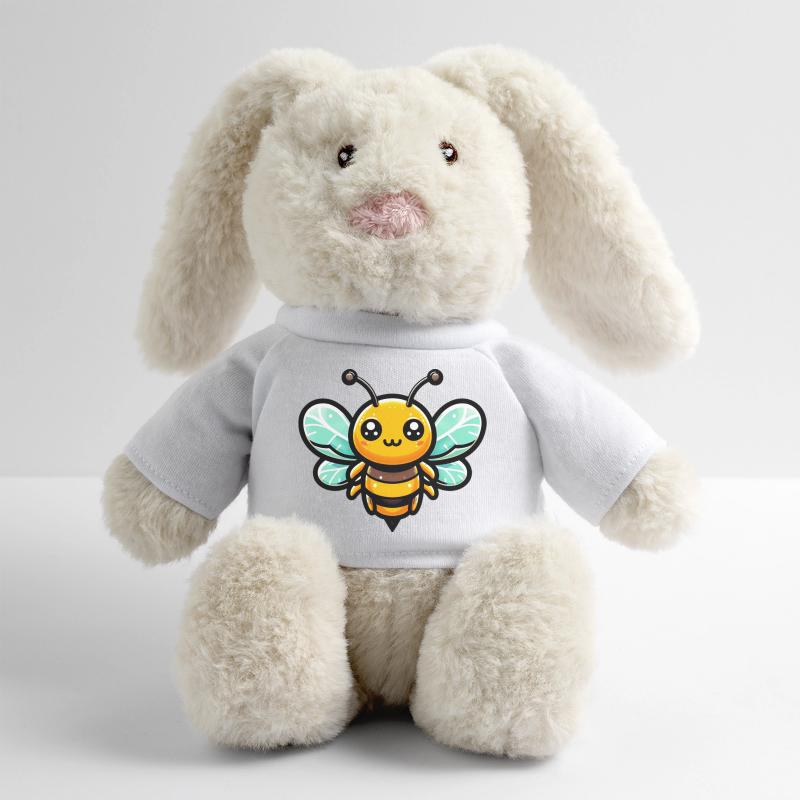 Abeille Lapin en peluche recyclé MiniFeet® Crème