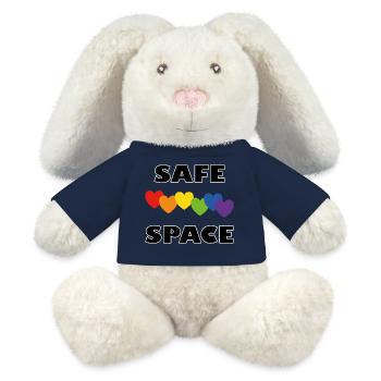 LGBTQ safe space rainbow hearts - MiniFeet® RecycelHase® Bunny Cream - french navy - Front