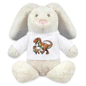 Tyrannosaurus Rex mère avec enfant - Lapin en peluche recyclé MiniFeet® Crème - blanc - Devant