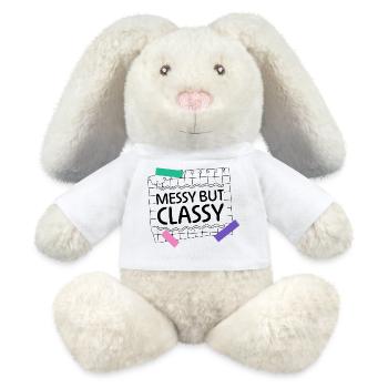 Messy but Classy – Eltern-Lifestyle Statement - MiniFeet® RecycelHase® Creme - Weiß - Vorne
