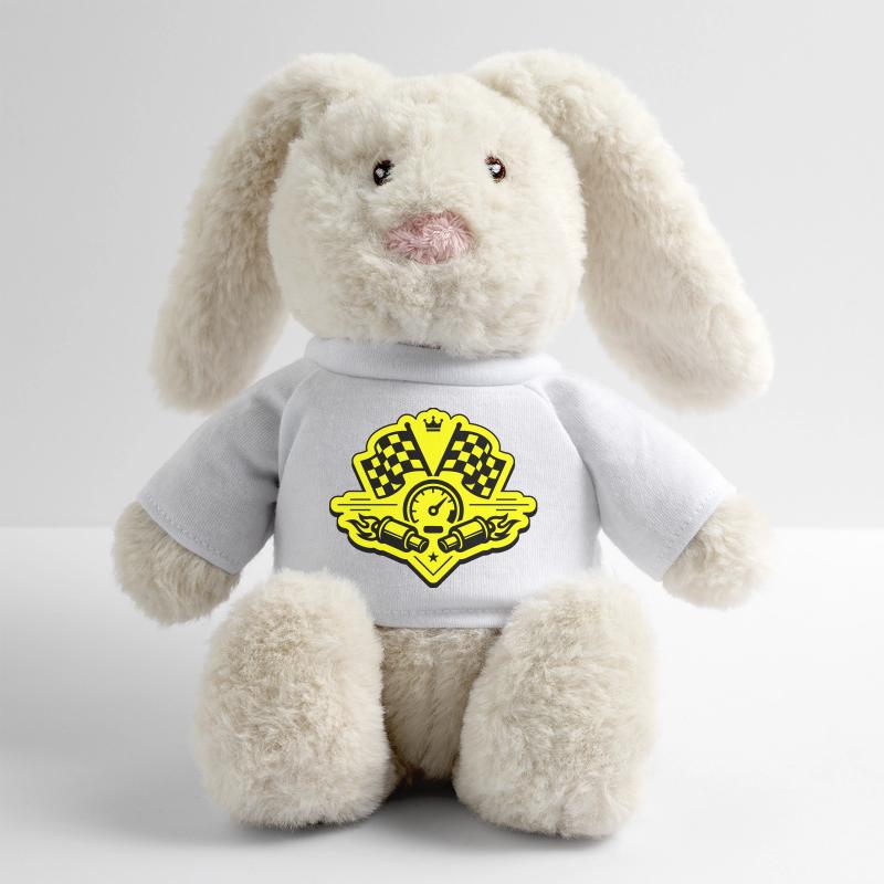 Drapeau de course, compteur de vitesse d'échappement Lapin en peluche recyclé MiniFeet® Crème