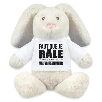 Faut que je râle humour sarcasme raleur raleuse - Lapin en peluche recyclé MiniFeet® Crème - blanc - Devant