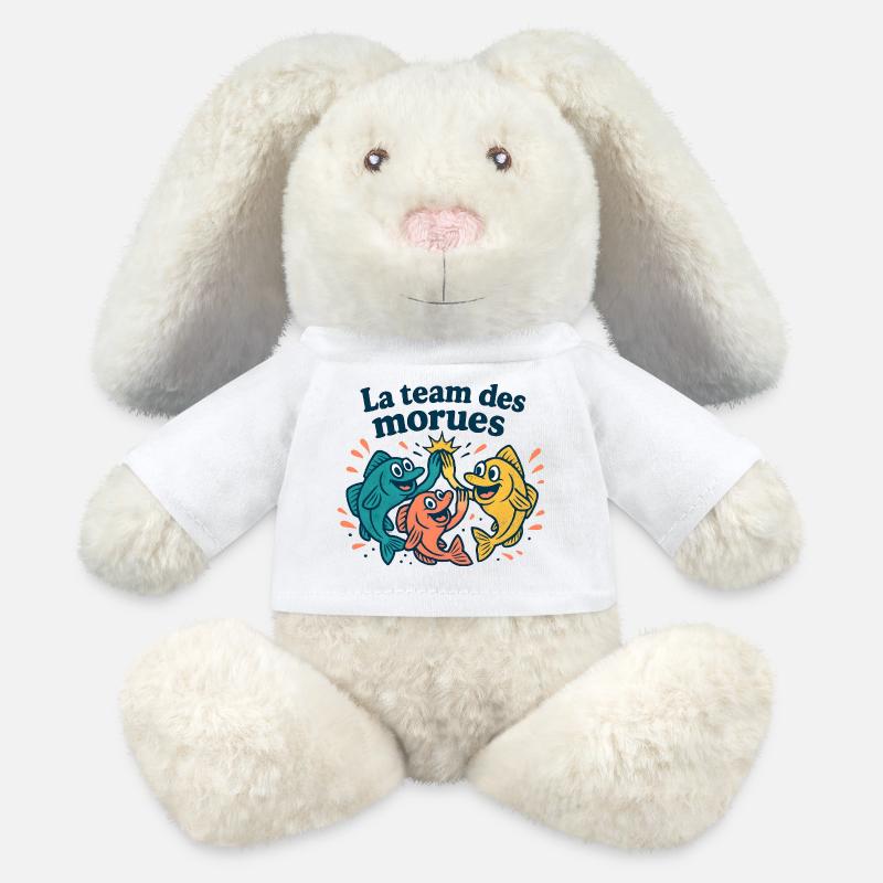 Farbiges Kabeljau-Team - MiniFeet® RecycelHase® Creme - Weiß
