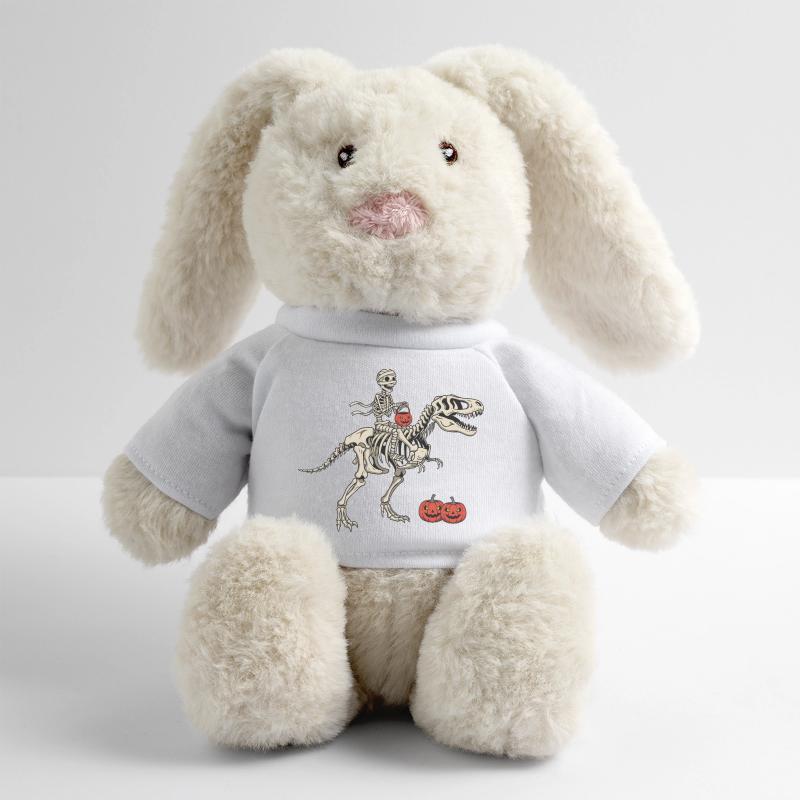 Cavalier squelette sur T Rex Lapin en peluche recyclé MiniFeet® Crème