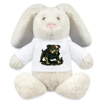 Groggy Zombie Mops mit grünem Sabber - MiniFeet® RecycelHase® Creme - Weiß - Vorne