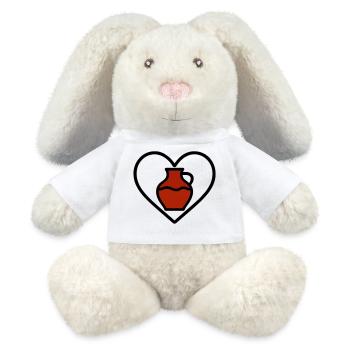 Coeur en céramique Vase Argile Art Créatif - Lapin en peluche recyclé MiniFeet® Crème - blanc - Devant