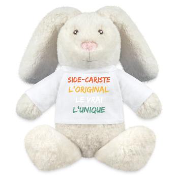 Humour alcool: l’ami qui n’est jamais venu - Lapin en peluche recyclé MiniFeet® Crème - blanc - Devant
