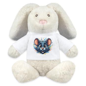 Cheerful rat in a fire of color - MiniFeet® RecycelHase® Bunny Cream - white - Front