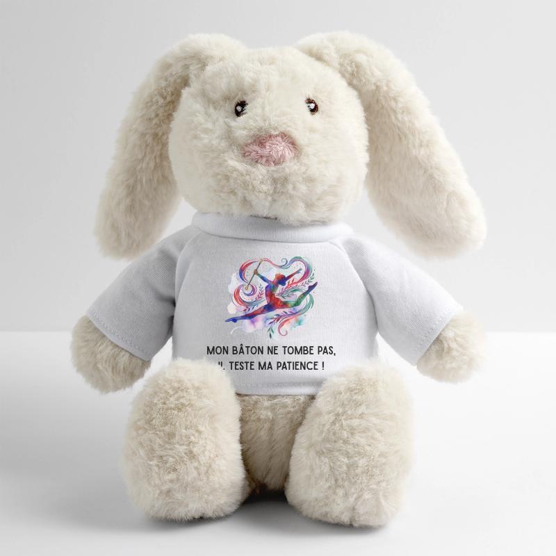 Mon_bton_ne_tombe_pas-_il_teste_ma_patience_- Lapin en peluche recyclé MiniFeet® Crème