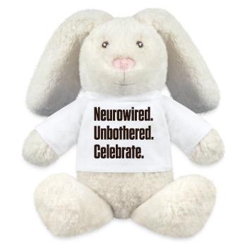 Neurowired. Unbothered. Celebrate. ND Pride - MiniFeet® RecycelHase® Bunny Cream - white - Front